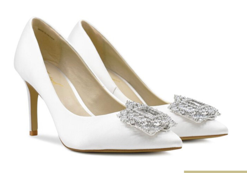 白色緞面婚鞋