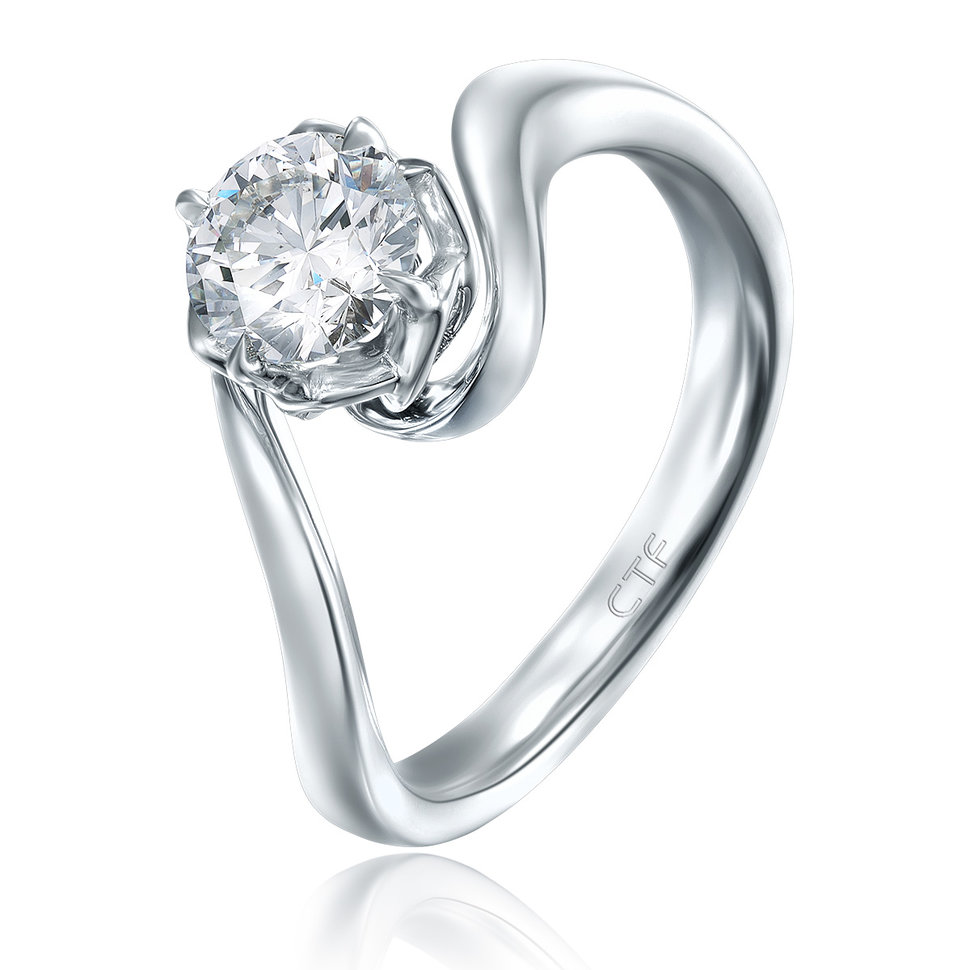 「唯愛」系列18K白色黃金美鑽戒指 - 周大福珠寶【高雄大立百貨專櫃】《結婚吧》